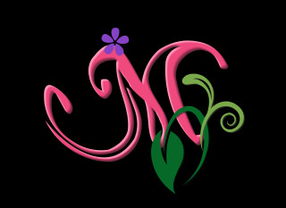 Pink green letterm flower butterfly - art nouveau fashion free wallpaper