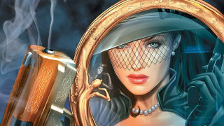 Woman gun mirror smoke cigarette - drew struzan free wallpaper