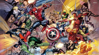 Avengers cartoon group embrace expressions - different expression free wallpaper