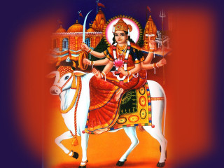 Woman riding cow man temple - a painting of a woman riding free wallpaper