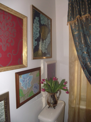 Bathroom toilet vase flowers paintings - painting free wallpaper