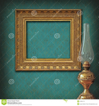 Gold frame lamp turquoise wall - arthouse free wallpaper for tablet
