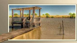 Dock bench waterway sky lake - a dock free wallpaper