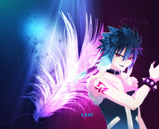 Girl feather purple background blue - a feather free wallpaper