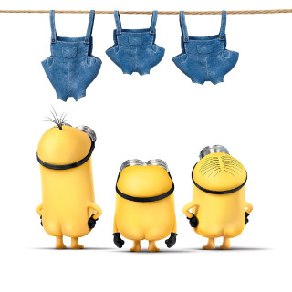 Minions hanging clothesline glasses clothespins - a group free wallpaper