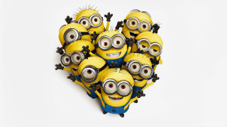 Heart minion arrangement white background - a white background behind them free wallpaper