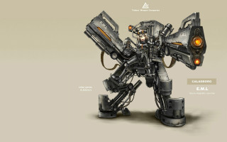 Robot large gun small machine - hard surface free wallpaper for desktop