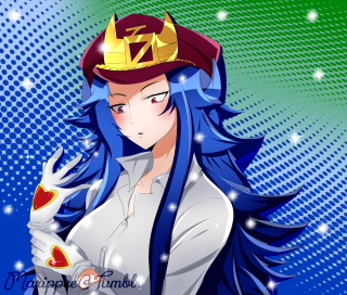 Blue haired woman crown red - a blue tail free wallpaper
