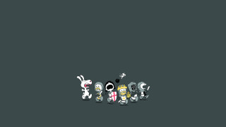 Cartoon characters group standing gray 3 - dark soul free wallpaper