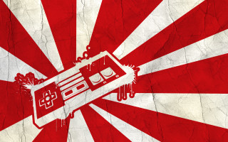 Red white boombox side grungy - game art free wallpaper