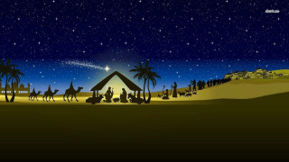 Nativity three wise men desert - egyptian art free wallpaper