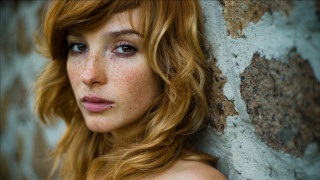 Freckled blonde woman wall blurred - freckle free wallpaper