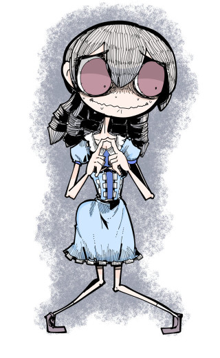 Girl glasses blue dress umbrella - free retro wallpaper for mobile