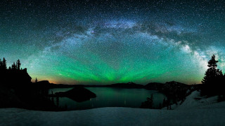 Green blue aurora lake mountains 2 - aurora free wallpaper