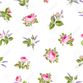 Floral pattern pink roses lavenders - a floral pattern free wallpaper