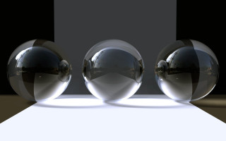 Three shiny balls white surface - shiny free wallpaper