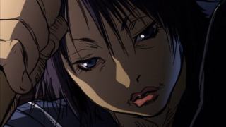 Woman blue eyes black shirt 3 - transgressive art free wallpaper for desktop