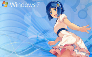 Girl dress blue background windows7 - purism free wallpaper for desktop