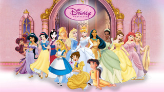 Princesses pink castle pink door - a group of princesses free wallpaper