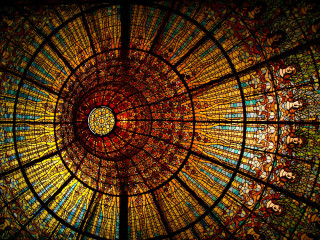 Stained glass dome skylight center - stained free wallpaper