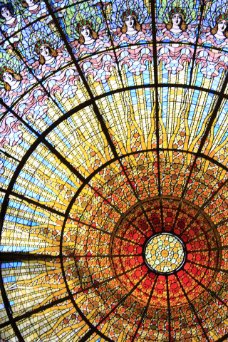 Stained glass dome circular window 2 - a mosaic free wallpaper for mobile