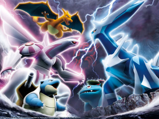Pokemon group lightning storm back - their back free wallpaper for desktop