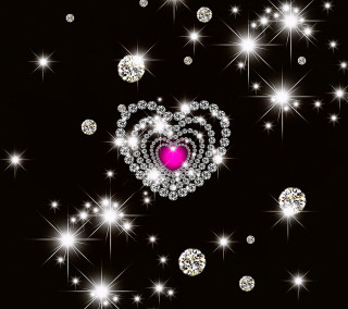 Heart diamonds stars pink glow - smaller free wallpaper for tablet