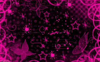 Pink black background stars circles 3 - a butterfly free wallpaper for desktop