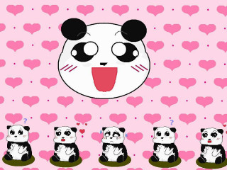 Panda heart background pink tongue - a panda bear free wallpaper for desktop