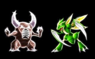 Two monsters colored horns tails - a demon free wallpaper