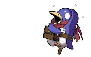 Cartoon penguin hat scarf head - a bag free wallpaper