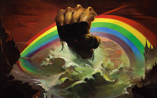 Hand holding rainbow water background - frazetta free wallpaper