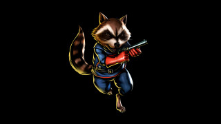 Raccoon gun black background image - its hand free wallpaper