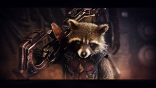 Raccoon holding gun rocketeer scene - marvel comic free wallpaper
