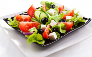 Salad plate cucumbers fresh vegetables - a white table free wallpaper