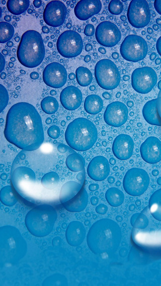Water droplets blue surface macro 7 - a blue border free wallpaper for mobile
