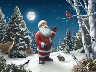 Santa clause snow bird deer - foto realistic free wallpaper