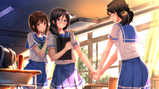 Girls school uniforms holding hands - two girl free wallpaper