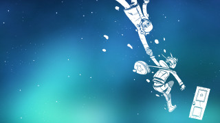 Snowboarder air sky blue background - space free wallpaper