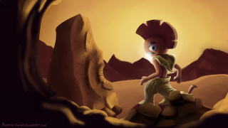 Cartoon character desert walking rock - a desert area free wallpaper