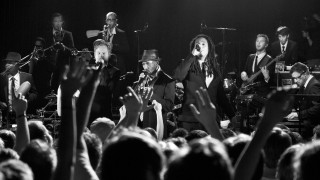 Band performing stage hands in - a band free wallpaper