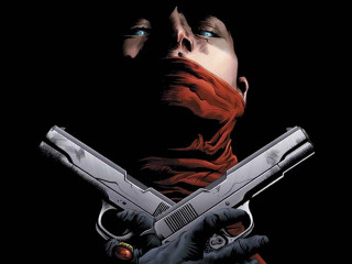 Woman gun red scarf face - a red scarf free wallpaper