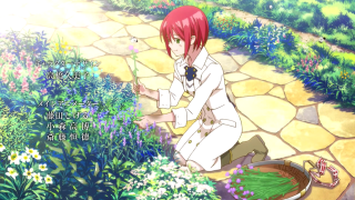 Girl kneeling garden flowers plants - a foreign language free wallpaper