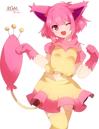 Pink catgirl solo fullbody smile - a pink object free wallpaper for mobile