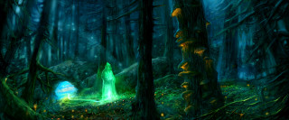 Forest green light painting ground - a green light free wallpaper