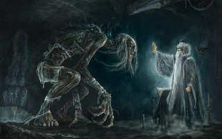 Skeleton man dark room light - dark fantasy art free wallpaper for desktop