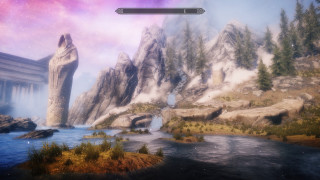 Mountain river bridge panorama minimalist - distant free wallpaper