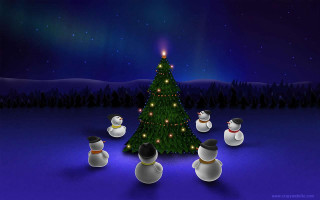 Christmas tree snowmen sky stars - star and a sky free wallpaper