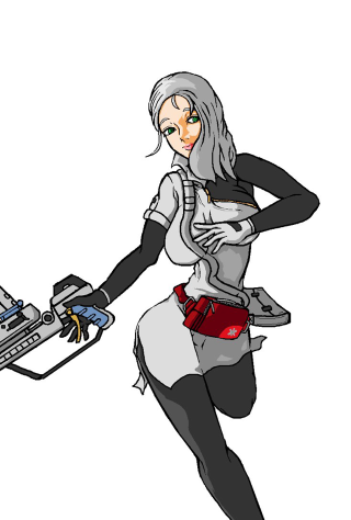 Woman black white outfit gun 3 - character design free wallpaper