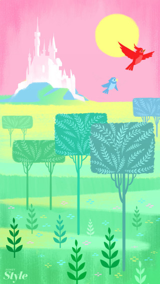 Castle bird trees foreground pink - plein air free wallpaper for mobile